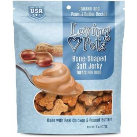 Loving Pets Bone Shaped Soft Jerky Treats Peanut Butter