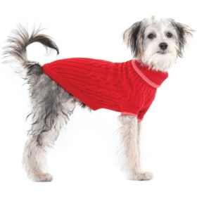 Fashion Pet Cable Knit Dog Sweater  Red (Option: XSmall (8" to 10" From Neck Base to Tail))