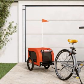 Pet Bike Trailer Orange and Black Oxford Fabric and Iron (Color: Orange)