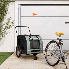 Pet Bike Trailer Black and Gray Oxford Fabric and Iron (Color: Black)